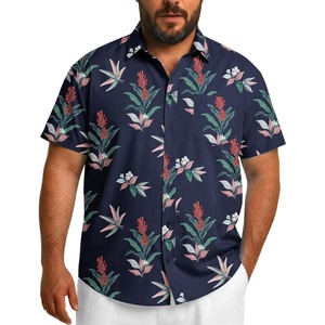 image:imageCOOFANDY Big and Tall Mens Hawaiian Shirts Short Sleeve Tropical Floral Button Down Shirt Casual Summer Beach ShirtsNavy Plant