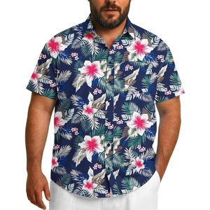 image:imageCOOFANDY Big and Tall Mens Hawaiian Shirts Short Sleeve Tropical Floral Button Down Shirt Casual Summer Beach ShirtsNavy White Floral