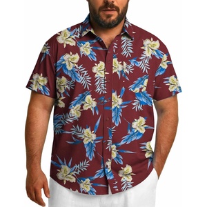 image:imageCOOFANDY Big and Tall Mens Hawaiian Shirts Short Sleeve Tropical Floral Button Down Shirt Casual Summer Beach ShirtsRedtropical Floral