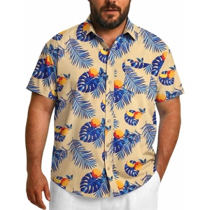 image:imageCOOFANDY Big and Tall Mens Hawaiian Shirts Short Sleeve Tropical Floral Button Down Shirt Casual Summer Beach ShirtsYellowpalm Leaf