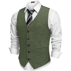 image:imageCOOFANDY Men Casual Suit Vest Formal Dress Vest Slim Fit Waistcoat Business WeddingArmy Green