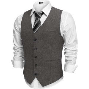 image:imageCOOFANDY Men Casual Suit Vest Formal Dress Vest Slim Fit Waistcoat Business WeddingLine Grey