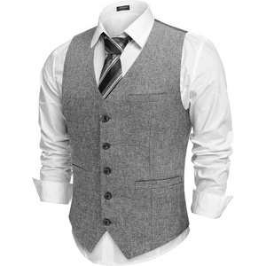 image:imageCOOFANDY Men Casual Suit Vest Formal Dress Vest Slim Fit Waistcoat Business WeddingLine White Grey