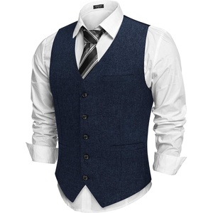 image:imageCOOFANDY Men Casual Suit Vest Formal Dress Vest Slim Fit Waistcoat Business WeddingNavy Blue