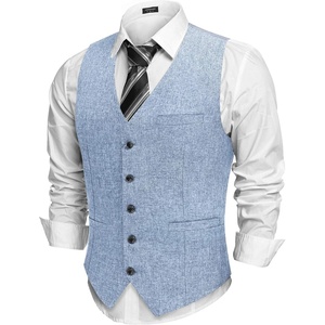 image:imageCOOFANDY Men Casual Suit Vest Formal Dress Vest Slim Fit Waistcoat Business WeddingSky Blue