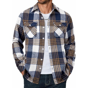image:imageCOOFANDY Men Flannel Shirt Casual Button Down Shirt Jacket Long Sleeve Plaid Shirts with PocketsBlue Plaid