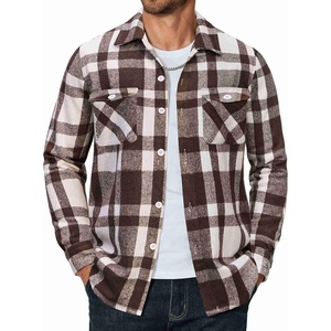 image:imageCOOFANDY Men Flannel Shirt Casual Button Down Shirt Jacket Long Sleeve Plaid Shirts with PocketsBrown