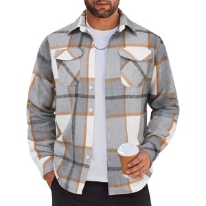 image:imageCOOFANDY Men Flannel Shirt Casual Button Down Shirt Jacket Long Sleeve Plaid Shirts with PocketsLight Gray