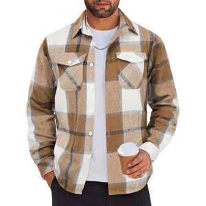 image:imageCOOFANDY Men Flannel Shirt Casual Button Down Shirt Jacket Long Sleeve Plaid Shirts with PocketsLight Khaki
