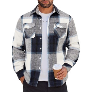 image:imageCOOFANDY Men Flannel Shirt Casual Button Down Shirt Jacket Long Sleeve Plaid Shirts with PocketsNavy Blue