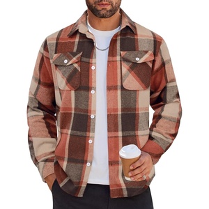 image:imageCOOFANDY Men Flannel Shirt Casual Button Down Shirt Jacket Long Sleeve Plaid Shirts with PocketsOrange