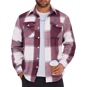 image:imageCOOFANDY Men Flannel Shirt Casual Button Down Shirt Jacket Long Sleeve Plaid Shirts with PocketsRed