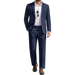 image:imageCOOFANDY Mens 2 Piece Suits Classic Fit Suit Set 2 Button Blazer Jacket and Dress Pants for Wedding Business PromAnavy Blue