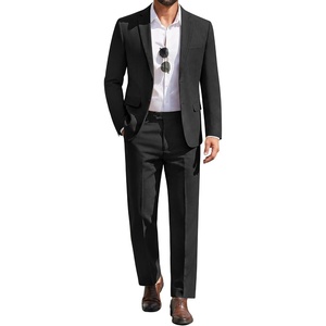 image:imageCOOFANDY Mens 2 Piece Suits Classic Fit Suit Set 2 Button Blazer Jacket and Dress Pants for Wedding Business PromBlack