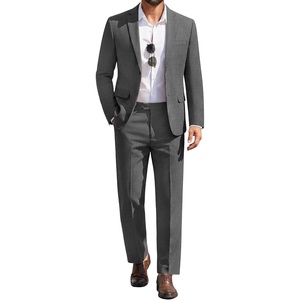 image:imageCOOFANDY Mens 2 Piece Suits Classic Fit Suit Set 2 Button Blazer Jacket and Dress Pants for Wedding Business PromDark Grey