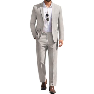 image:imageCOOFANDY Mens 2 Piece Suits Classic Fit Suit Set 2 Button Blazer Jacket and Dress Pants for Wedding Business PromLight Grey