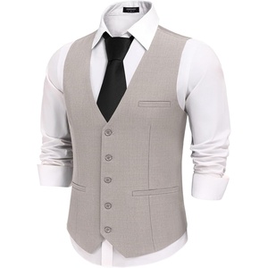 image:imageCOOFANDY Mens Business Suit Vests Slim Fit Formal Dress Waistcoat Groomsman Vest For WeddingLight Gray