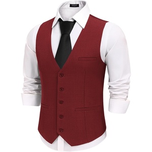 image:imageCOOFANDY Mens Business Suit Vests Slim Fit Formal Dress Waistcoat Groomsman Vest For WeddingWine Red