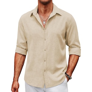 image:imageCOOFANDY Mens Button Down Shirt Long Sleeve Untucked Shirts Summer Casual Dress ShirtsShortbread
