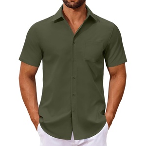 image:imageCOOFANDY Mens Button Down Shirts Short Sleeve Casual Dress Shirts Untucked Summer Shirt with PocketArmy Green