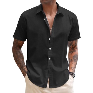 image:imageCOOFANDY Mens Button Down Short Sleeve Beach Shirts Casual Summer Button Up Cruise Vacation Linen ShirtBlack