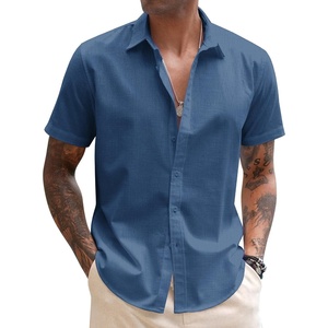 image:imageCOOFANDY Mens Button Down Short Sleeve Beach Shirts Casual Summer Button Up Cruise Vacation Linen ShirtGalaxy Blue