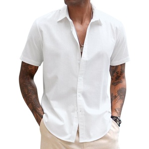 image:imageCOOFANDY Mens Button Down Short Sleeve Beach Shirts Casual Summer Button Up Cruise Vacation Linen ShirtWhite