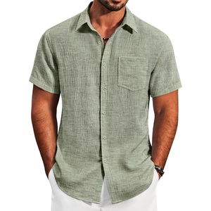 image:imageCOOFANDY Mens Button Down Short Sleeve Shirt Lightweight Casual Summer Beach Shirts with PocketArmy Green