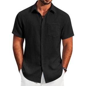 image:imageCOOFANDY Mens Button Down Short Sleeve Shirt Lightweight Casual Summer Beach Shirts with PocketBlack