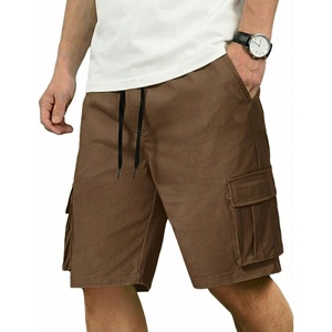 image:imageCOOFANDY Mens Cargo Shorts Casual Cotton Drawstring Short Elastic Waist Work Shorts with Multi PocketsBrown