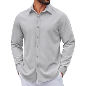 image:imageCOOFANDY Mens Casual Button Down Long Sleeve Untucked Denim Dress ShirtLight Grey