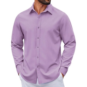 image:imageCOOFANDY Mens Casual Button Down Long Sleeve Untucked Denim Dress ShirtLight Purple