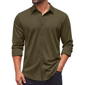 image:imageCOOFANDY Mens Casual Button Down Shirt Long Sleeve Wrinkle Free Shirts Stretch Dress ShirtArmy Green