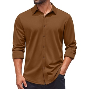 image:imageCOOFANDY Mens Casual Button Down Shirt Long Sleeve Wrinkle Free Shirts Stretch Dress ShirtBrown