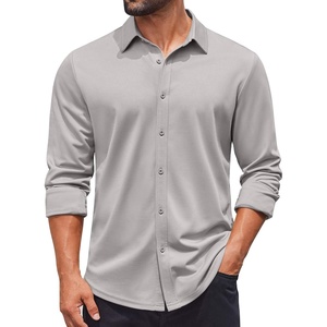 image:imageCOOFANDY Mens Casual Button Down Shirt Long Sleeve Wrinkle Free Shirts Stretch Dress ShirtLight Gray