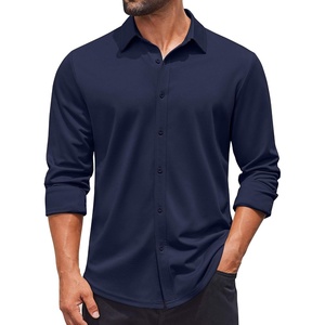 image:imageCOOFANDY Mens Casual Button Down Shirt Long Sleeve Wrinkle Free Shirts Stretch Dress ShirtNavy Blue