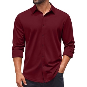 image:imageCOOFANDY Mens Casual Button Down Shirt Long Sleeve Wrinkle Free Shirts Stretch Dress ShirtWine Red