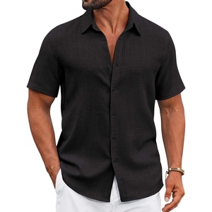 image:imageCOOFANDY Mens Casual Button Down Shirts Short Sleeve Textured Summer Beach ShirtBlack