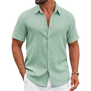 image:imageCOOFANDY Mens Casual Button Down Shirts Short Sleeve Textured Summer Beach ShirtMint Green