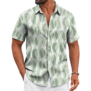 image:imageCOOFANDY Mens Casual Button Down Shirts Short Sleeve Textured Summer Beach ShirtSage Green Patterned