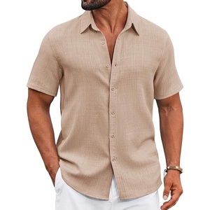 image:imageCOOFANDY Mens Casual Button Down Shirts Short Sleeve Textured Summer Beach ShirtStone