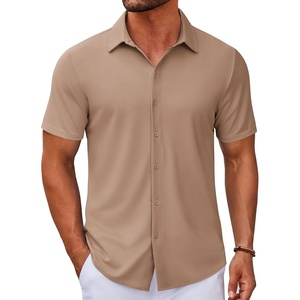 image:imageCOOFANDY Mens Casual Button Down Short Sleeve Shirts Untucked Wrinkle Free Shirt Stretch Dress ShirtsKhaki