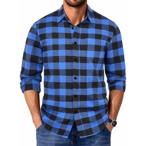 image:imageCOOFANDY Mens Casual Long Sleeve Button Up Plaid Flannel Shirt Jacket with PocketBuffalo Black Blue