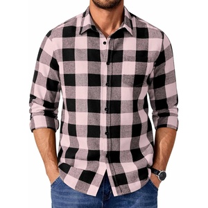 image:imageCOOFANDY Mens Casual Long Sleeve Button Up Plaid Flannel Shirt Jacket with PocketBuffalo Black Pink