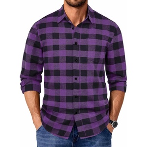 image:imageCOOFANDY Mens Casual Long Sleeve Button Up Plaid Flannel Shirt Jacket with PocketBuffalo Black Purple