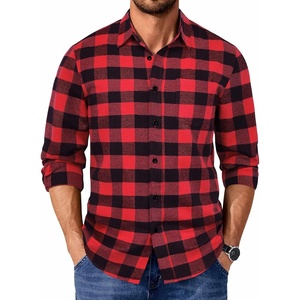 image:imageCOOFANDY Mens Casual Long Sleeve Button Up Plaid Flannel Shirt Jacket with PocketBuffalo Black Red