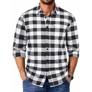 image:imageCOOFANDY Mens Casual Long Sleeve Button Up Plaid Flannel Shirt Jacket with PocketBuffalo Black White