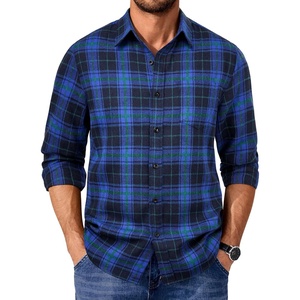 image:imageCOOFANDY Mens Casual Long Sleeve Button Up Plaid Flannel Shirt Jacket with PocketPlaid  Black Blue