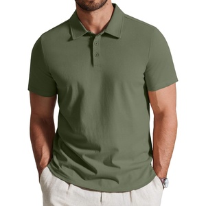 image:imageCOOFANDY Mens Cotton Polo Shirt Short Sleeve Golf Shirts 3 Buttons Casual Work T ShirtsArmy Green