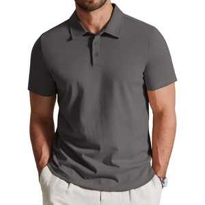 image:imageCOOFANDY Mens Cotton Polo Shirt Short Sleeve Golf Shirts 3 Buttons Casual Work T ShirtsDark Grey